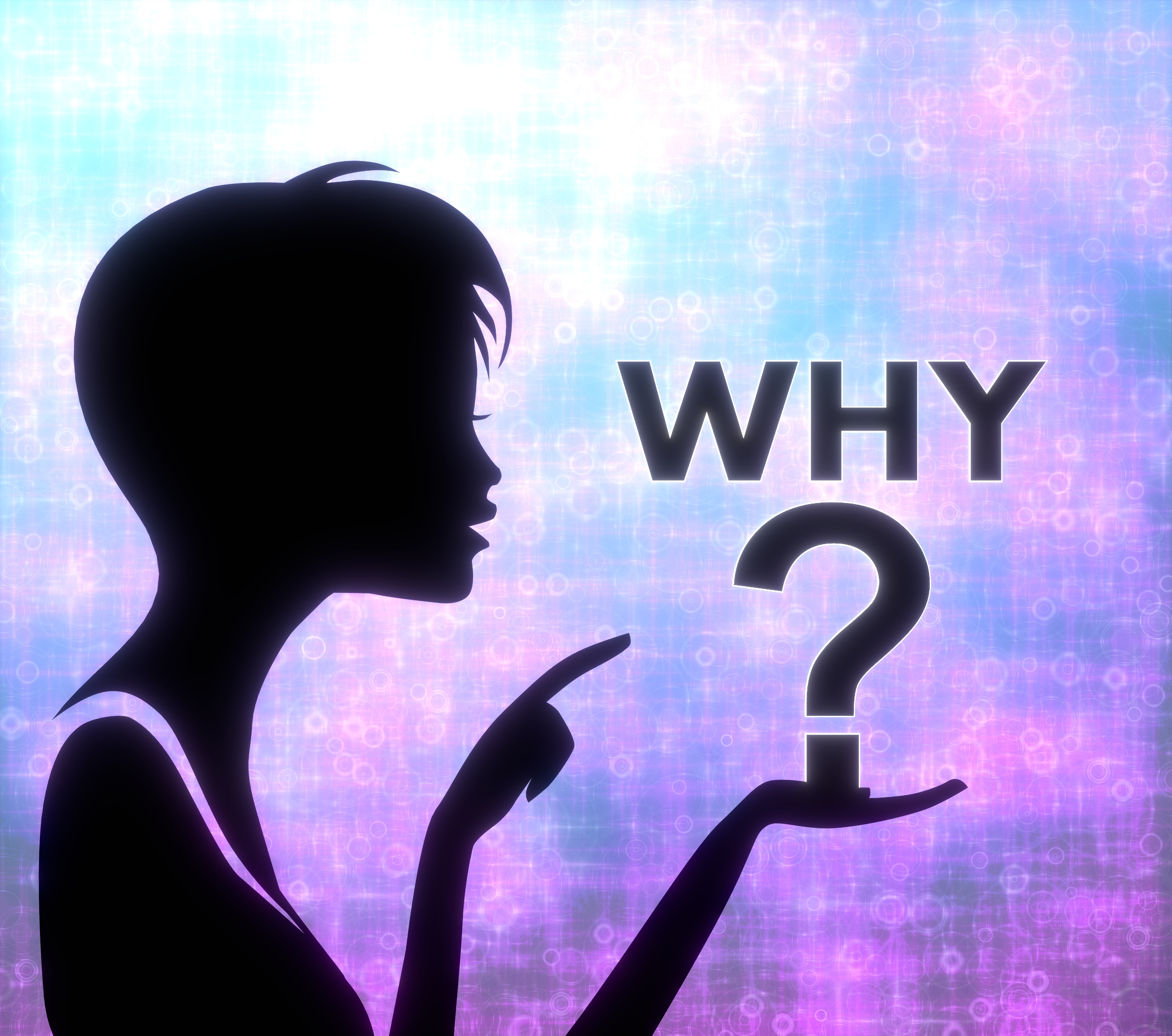 attactive girl silhouette with why